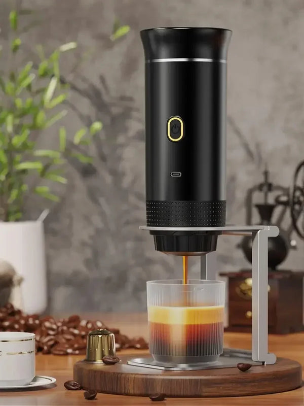 Portable Electric Travel Espresso  3‑in‑1 Capsule & Ground Coffee Machine