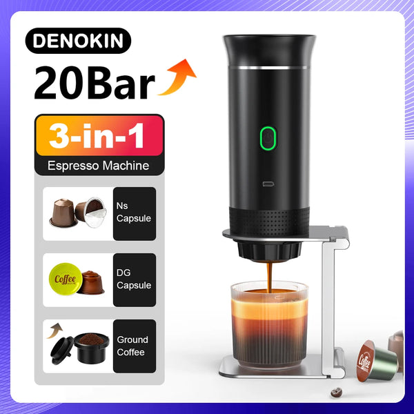 Portable Electric Travel Espresso  3‑in‑1 Capsule & Ground Coffee Machine