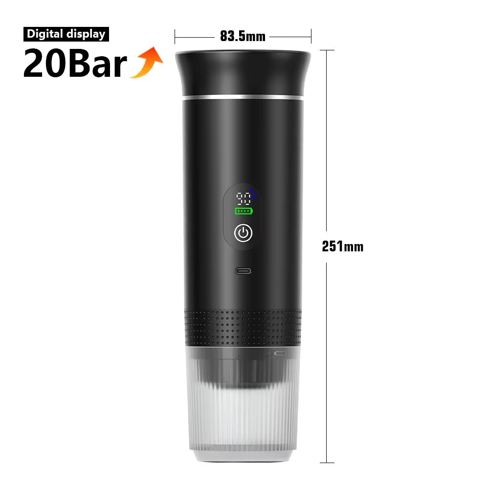 Portable Electric Travel Espresso  3‑in‑1 Capsule & Ground Coffee Machine